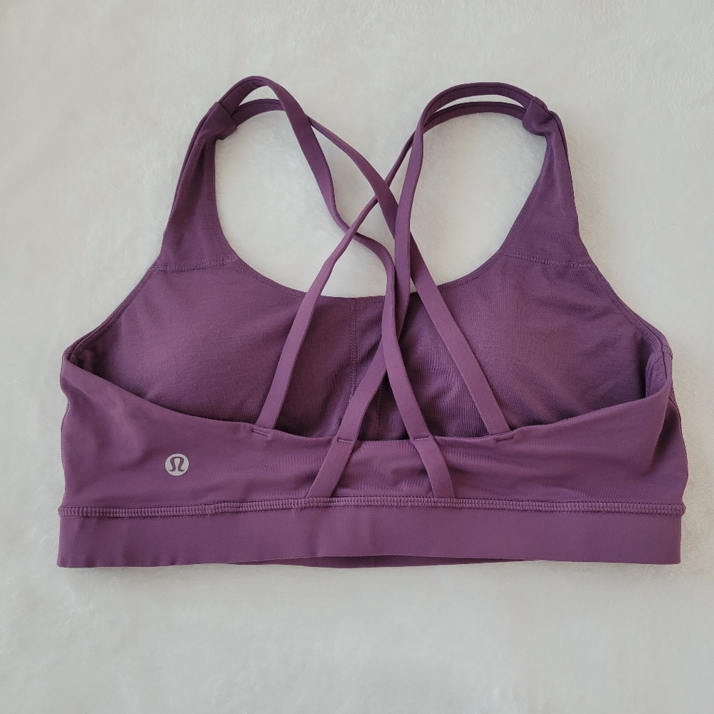 Lululemon Energy Bra Size 10 Grape Thistle Luxtreme Strappy Back Yoga Gym Train - Picture 8 of 12